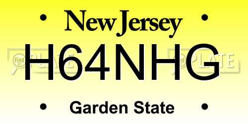 H64NHG New Jersey License Plate
