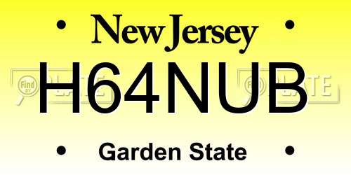 H64NUB New Jersey License Plate