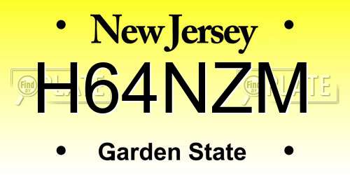 H64NZM New Jersey License Plate