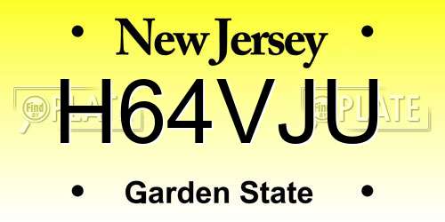 H64VJU New Jersey License Plate