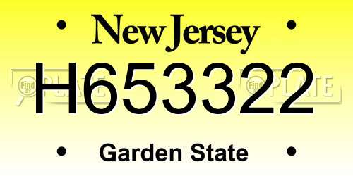H653322 New Jersey License Plate