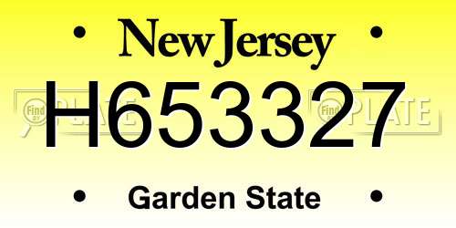 H653327 New Jersey License Plate