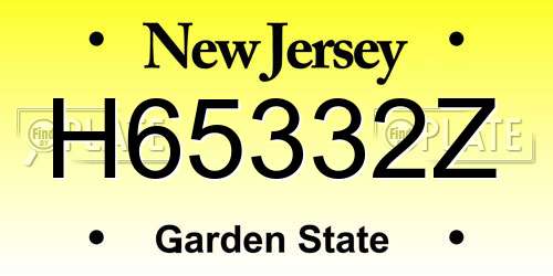 H65332Z New Jersey License Plate