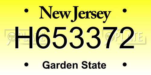 H653372 New Jersey License Plate