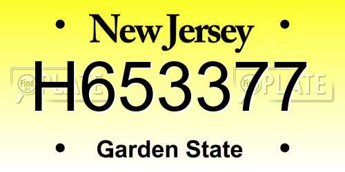 H653377 New Jersey License Plate