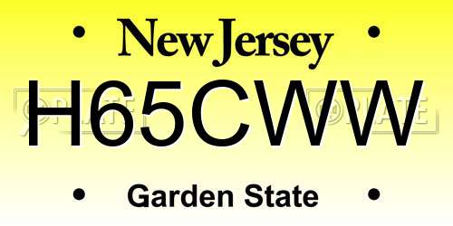 H65CWW New Jersey License Plate