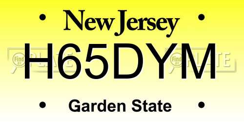 H65DYM New Jersey License Plate