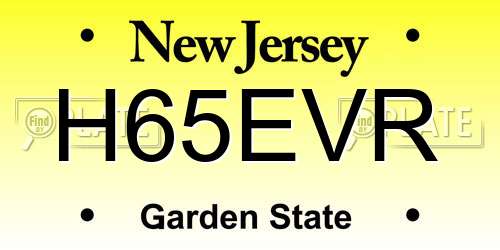 H65EVR New Jersey License Plate