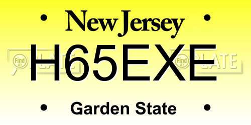 H65EXE New Jersey License Plate