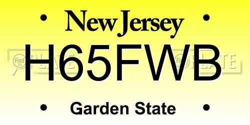 H65FWB New Jersey License Plate