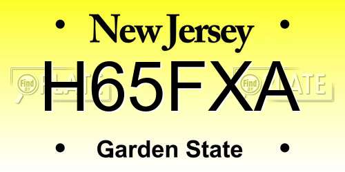 H65FXA New Jersey License Plate