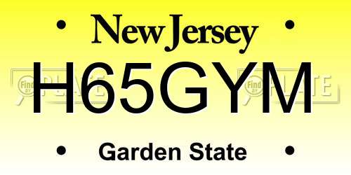 H65GYM New Jersey License Plate