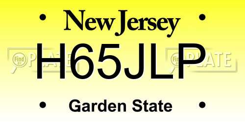 H65JLP New Jersey License Plate