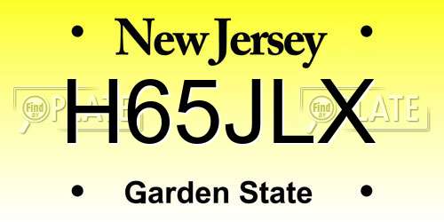 H65JLX New Jersey License Plate