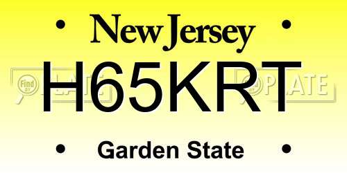 H65KRT New Jersey License Plate