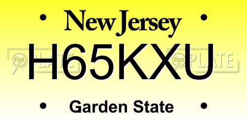 H65KXU New Jersey License Plate