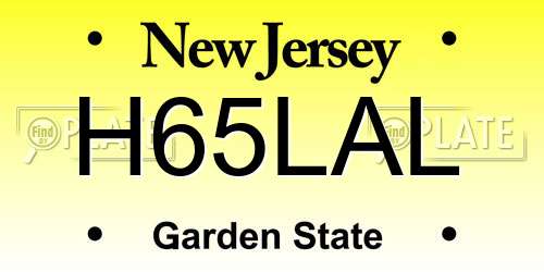H65LAL New Jersey License Plate