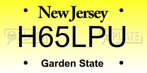 H65LPU New Jersey License Plate