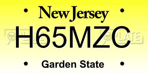 H65MZC New Jersey License Plate