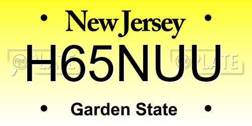H65NUU New Jersey License Plate