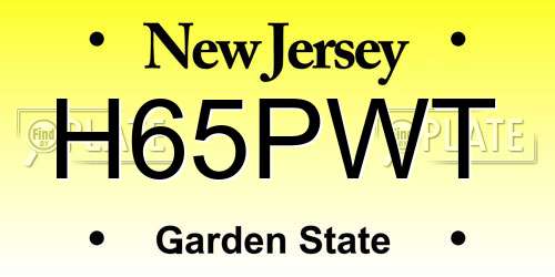 H65PWT New Jersey License Plate