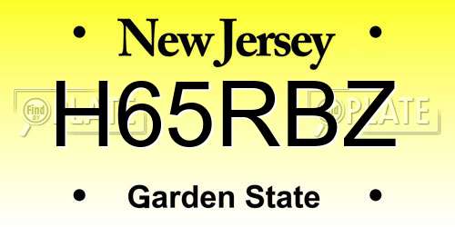 H65RBZ New Jersey License Plate