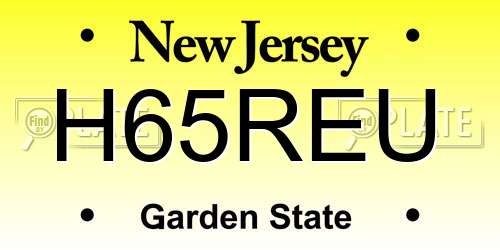 H65REU New Jersey License Plate