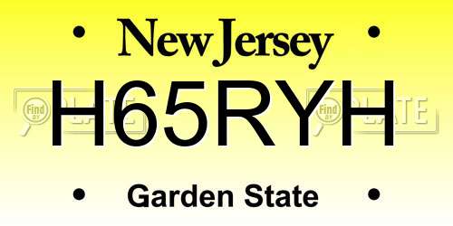 H65RYH New Jersey License Plate