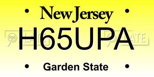 H65UPA New Jersey License Plate