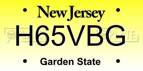 H65VBG New Jersey License Plate