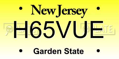 H65VUE New Jersey License Plate
