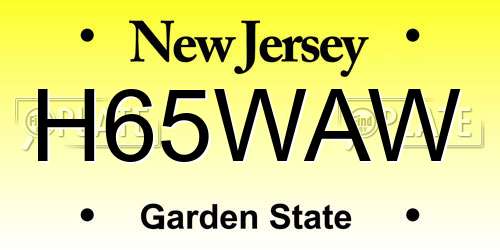 H65WAW New Jersey License Plate