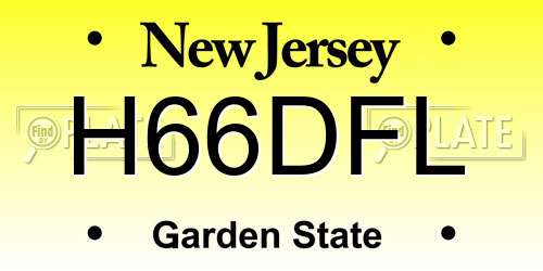 H66DFL New Jersey License Plate