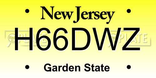 H66DWZ New Jersey License Plate