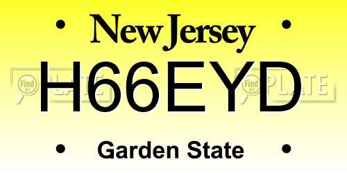 H66EYD New Jersey License Plate