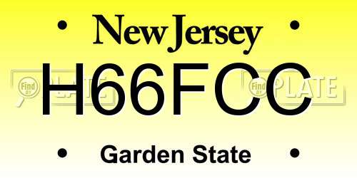 H66FCC New Jersey License Plate