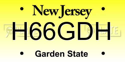 H66GDH New Jersey License Plate