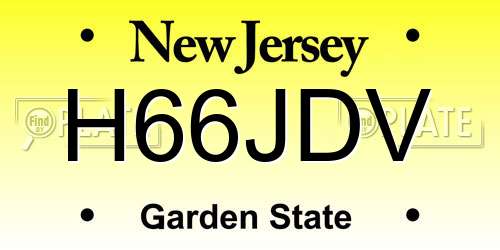 H66JDV New Jersey License Plate
