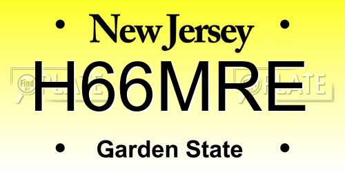 H66MRE New Jersey License Plate