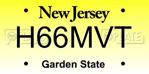 H66MVT New Jersey License Plate