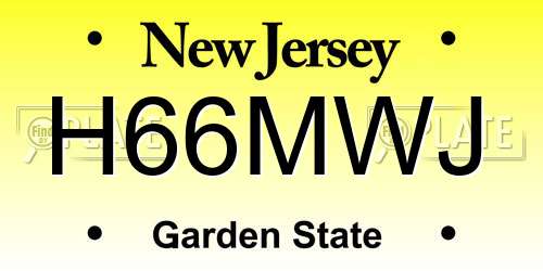 H66MWJ New Jersey License Plate