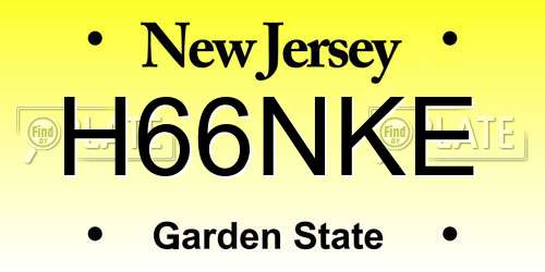 H66NKE New Jersey License Plate