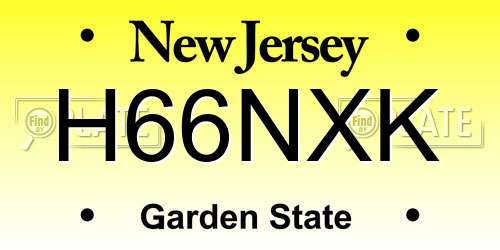 H66NXK New Jersey License Plate