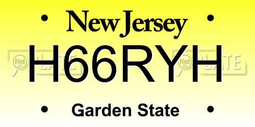 H66RYH New Jersey License Plate