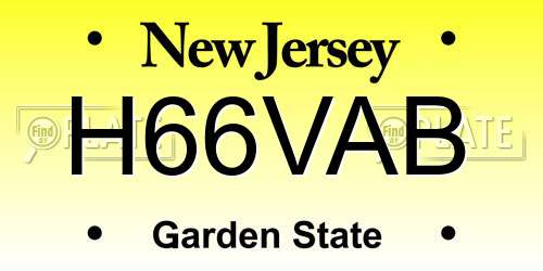 H66VAB New Jersey License Plate