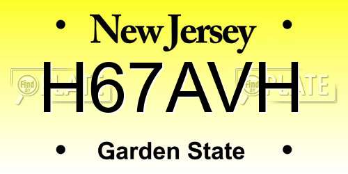 H67AVH New Jersey License Plate