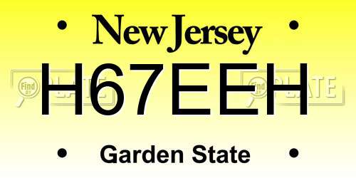 H67EEH New Jersey License Plate
