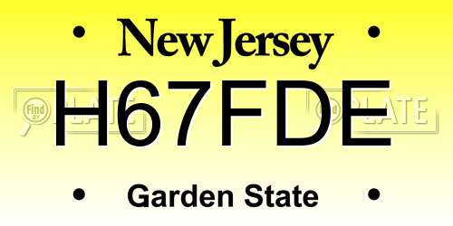 H67FDE New Jersey License Plate