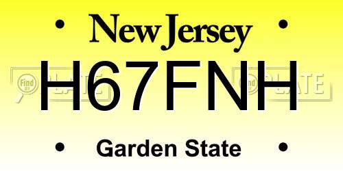 H67FNH New Jersey License Plate