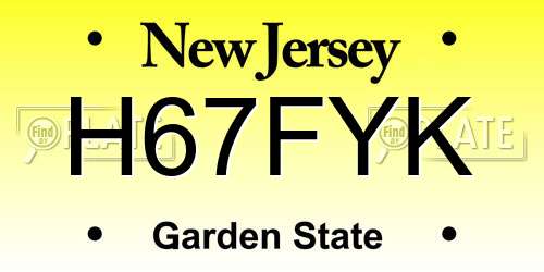 H67FYK New Jersey License Plate